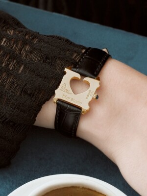 모이스튜디오 # Moi 5st Gold Bread Clip Watch Leather Bracelet