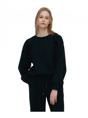 두칸 SNL-2121 PM BK 배색 핀턱 맨투맨 DOUCAN